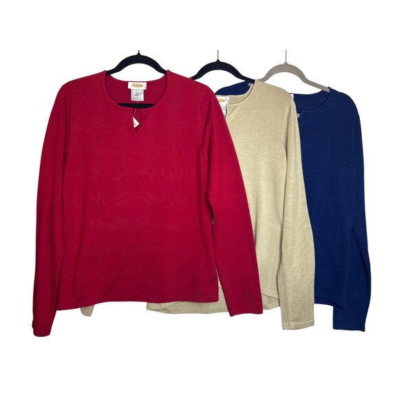 NWT Talbots Women's Long Sleeve Split Neck Sweater Top L Silk Blend- Lot of 3 - Picture 1 of 12